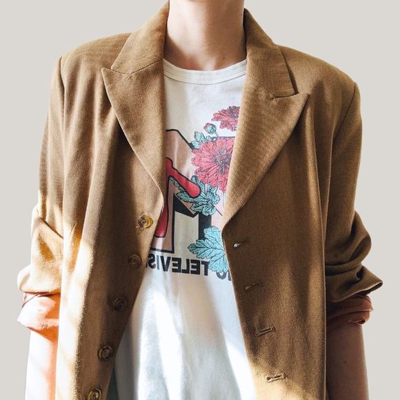 Vintage Jackets & Coats Vintage Long Tan Blazer Jacket Coat Boho
